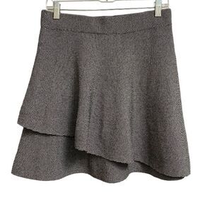 ZARA Layered Front A-Line Mini Skirt Size L Marled Grey Preppy Academia Twee